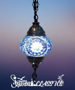 Blue Diamond Mosaic Hanging Lamp