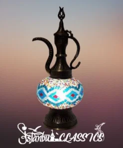 Blue Double Wave Mosaic Pitcher Lamp