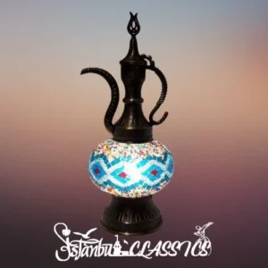 Blue Double Wave Mosaic Pitcher Lamp