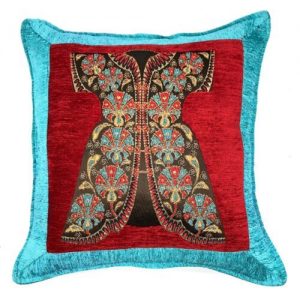 Blue Ottoman Style Red Caftan Design Cushion