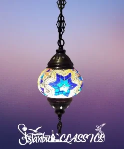 Blue Star Mosaic Hanging Lamp