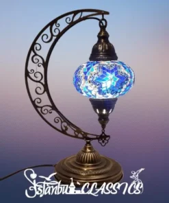 Blue Star Mosaic Moon Pendant Lamp