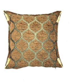 Golden Brown Ottoman Style Honeycomb Pattern Cushion