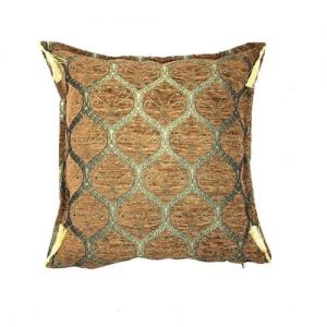 Golden Brown Ottoman Style Honeycomb Pattern Cushion