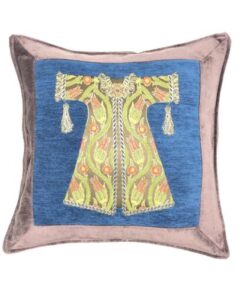 Grey Ottoman Style Blue Caftan Design Cushion