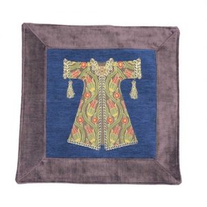 Grey Ottoman Style Blue Caftan Design Cushion