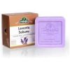 Bronze and white box with picture of lavender. On the side a light purple square bar of Natural Turkish Lavender Soap