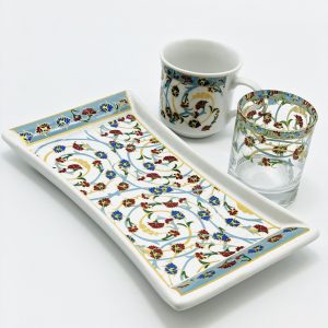 Red Blue Clove Turkish Coffee Cup Sets: Solo or Duo Pleasure