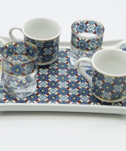 Blue Chamomile Turkish Coffee Cup Sets: Single or Double Delight