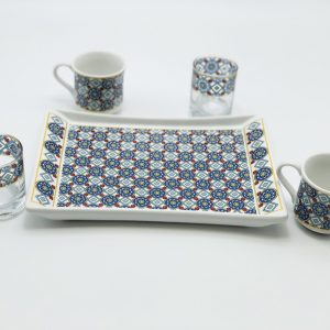 Blue Chamomile Turkish Coffee Cup Sets: Single or Double Delight