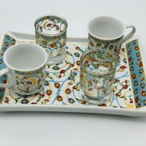 Red Blue Clove Turkish Coffee Cup Sets: Solo or Duo Pleasure