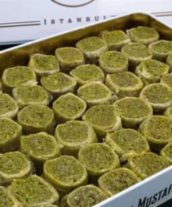 Inside white metal box close-up of Hafız Mustafa - Pistachio Saray Rolls