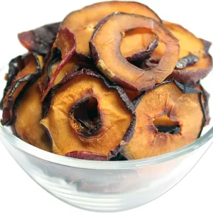 A glass bowl with Naturally Dried Plum slices