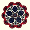 Palmette Tulip Design Ceramic Coaster - Handmade in Turkey