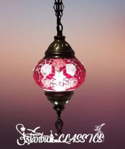 Red Crescent Mosaic Hanging Lamp