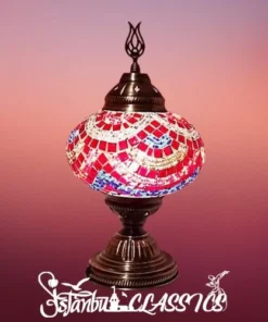 Red Crescent Mosaic Table Lamp