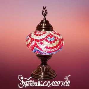 Red Crescent Mosaic Table Lamp