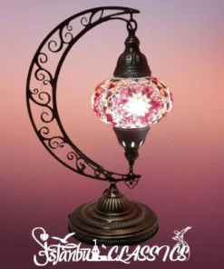 Red Star Mosaic Moon Pendant Lamp