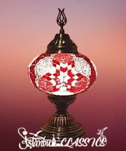 Red Star Petal Mosaic Table Lamp