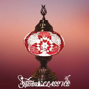 Red Star Petal Mosaic Table Lamp