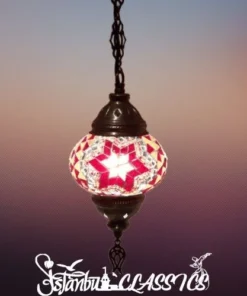 Red Starburst Mosaic Hanging Lamp