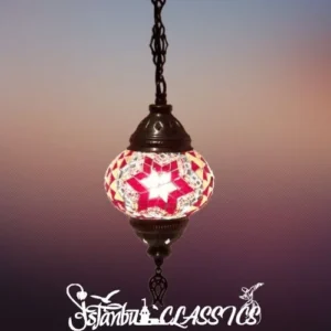 Red Starburst Mosaic Hanging Lamp