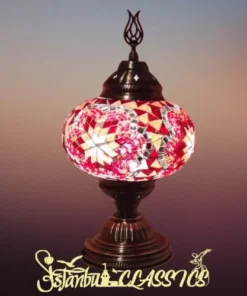 Red Starburst Mosaic Table Lamp