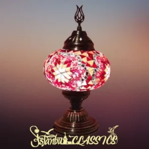 Red Starburst Mosaic Table Lamp