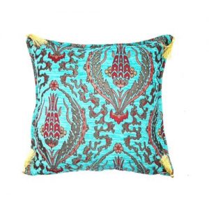 Turquoise Ottoman Style Tulip Pattern Cushion