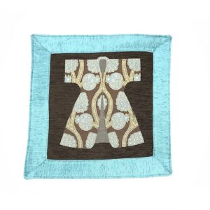 Turquoise Ottoman Style Brown Caftan Design Cushion