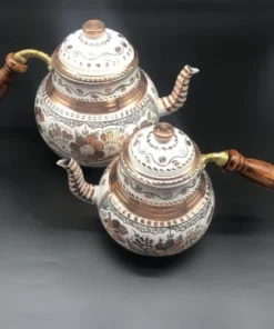 White Color Copper Double Teapot