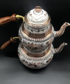 White Color Copper Double Teapot
