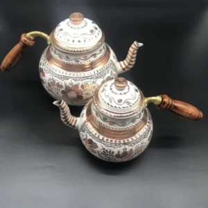 White Color Copper Double Teapot
