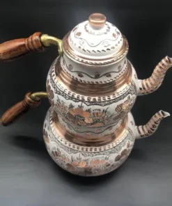White Color Copper Double Teapot