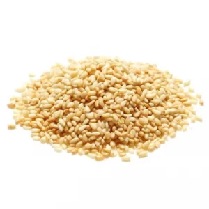 Sesame seeds on a white background