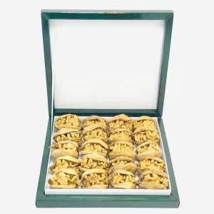 Green box filled with Organic Figs with Walnut