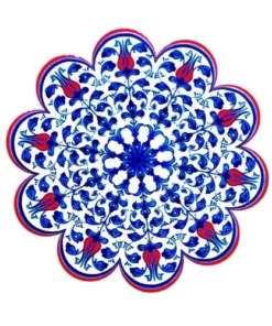 Classic Iznik Style Tulip Coaster - Handmade in Turkey