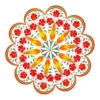Red Carnation Motif Ceramic Coaster - Handmade in Turkey