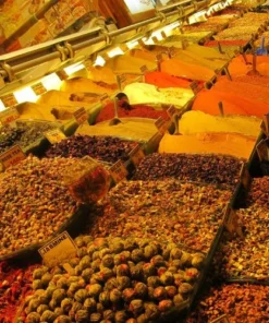 Vibrant assortment of Saffron, Turkish spices and herbs